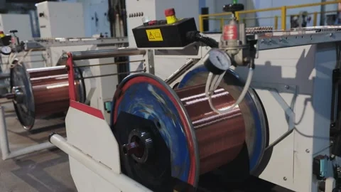 The process of creating wire, a machine for creating copper wire Stock Footage 161355157
