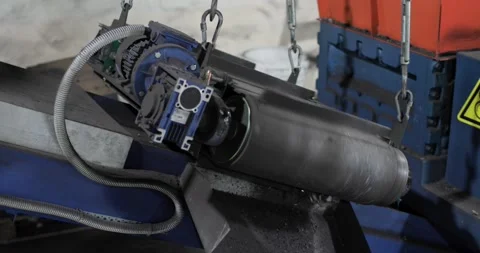 The process of crushing used batteries in a mill. Stock Footage 151810161