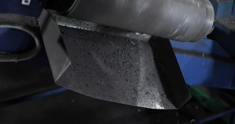 The process of crushing used batteries in a mill. Stock Footage 151848091