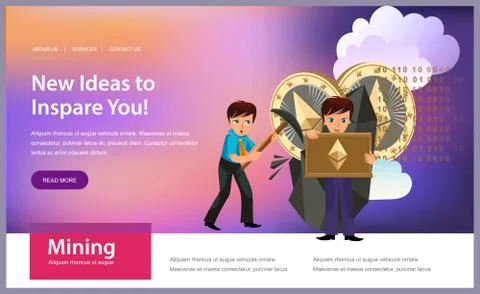 Process of crypto currency mining flat poster Illustrazione stock