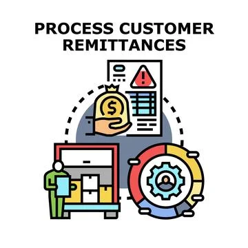 Process customer remittances payment cash flow management Stock Illustration