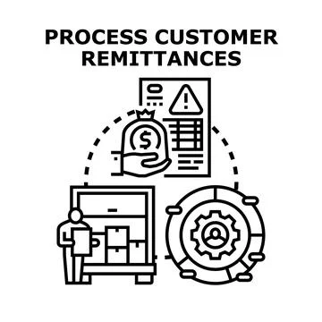Process customer remittances payment cash flow management Stock Illustration