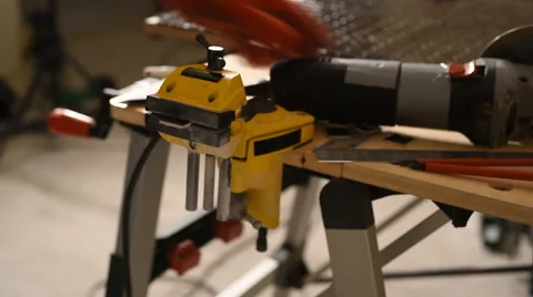 The process of cutting ceramic tile Stock Footage 58749941