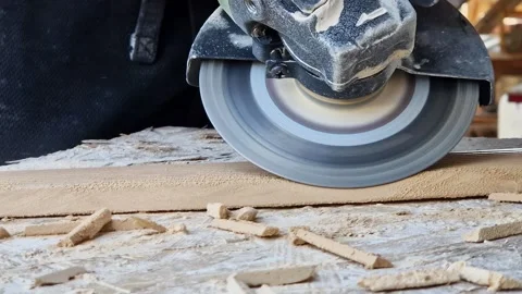 The process of cutting ceramic tiles with an angle grinder, close-up Stock Footage 344169958
