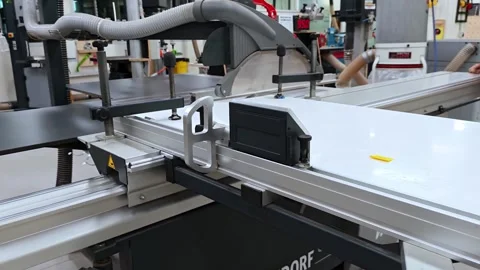 Process of cutting flat laminated wooden plank Stock Footage 326250160