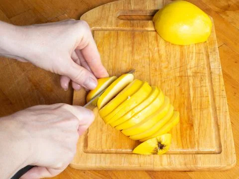 The process of cutting the iva with a knife. Stock Photos
