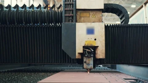 Process of cutting metal. CNC Laser plasma cutter machine in industrial Stock Footage 171298537