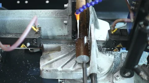 Process of cutting metal on a lathe Stock Footage 62826090