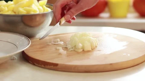 The process of cutting onions Stock Footage 229762674