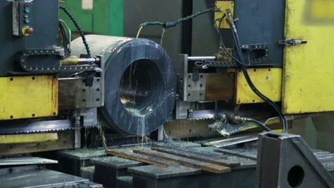 The process of cutting workpiece on machine Video stock 100497248