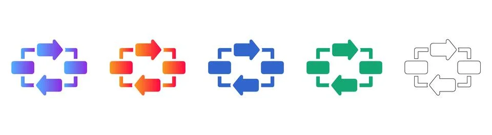 Process Cycle Arrow Flow Icons Stock Illustration