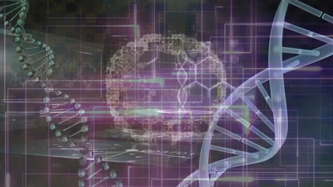 The process of data being processed by dna strands Stock Footage 325964686