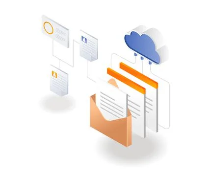 Process data server in isometric illustration Stock Illustration