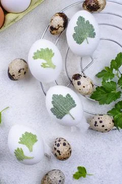 Process of decorating Easter eggs Stock Photos