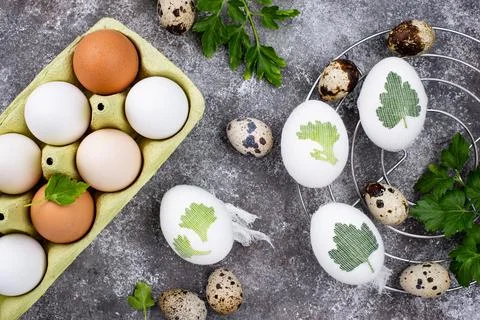 Process of decorating Easter eggs Stock Photos