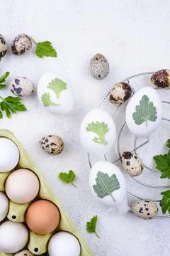 Process of decorating Easter eggs Stock Photos