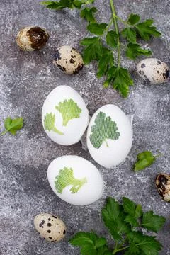 Process of decorating Easter eggs Stock Photos