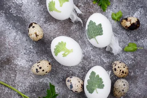 Process of decorating Easter eggs Stock Photos