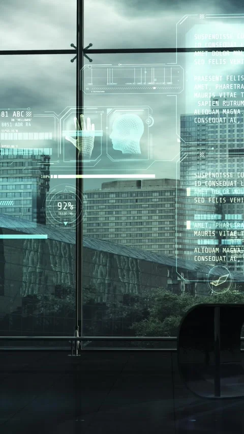 The process of decrypting incoming data on a virtual panel. 3D render Stock Footage 270391651