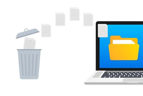 Process Delete file in paper. Remove document. Vector stock illustration. Stock Illustration