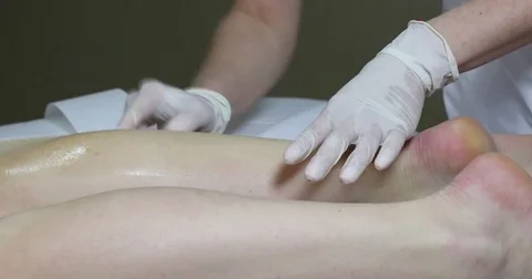 Process depilation female legs and hands Stock Footage 72828693