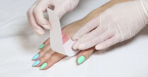 Process depilation female legs and hands Stock Footage 72828743