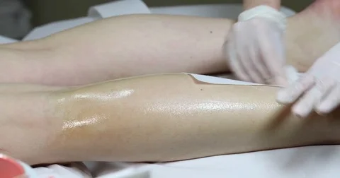 Process depilation female legs and hands Stock Footage 72828800