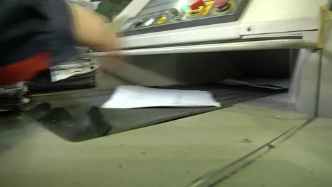 The process of destruction of paper documents on an industrial shredder Stock Footage 105132503