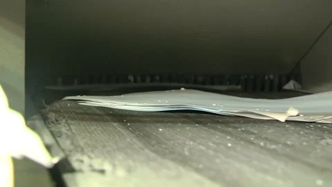 The process of destruction of paper documents on an industrial shredder Stock Footage 105132776