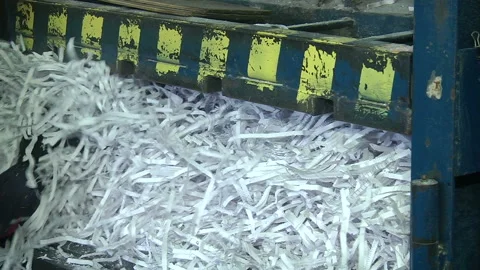 The process of destruction of paper documents on an industrial shredder Stock Footage 105133456