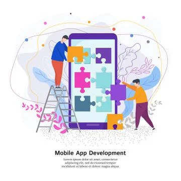 Process of developing a mobile application interface Stock Illustration