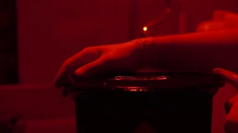 Process of developing the photo in the darkroom close-up Stock Footage 72101645