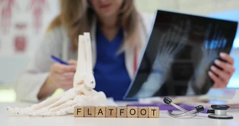 The process of diagnosing the flatfoot condition is conducted through an Xray Stock Footage 301042342