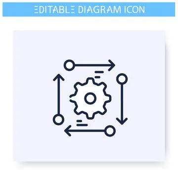 Process diagram line icon. Editable illustration Stock Illustration