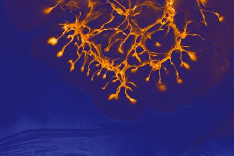 Process of dissolving acrylic paint into water. Amazing abstract background Stock Illustration