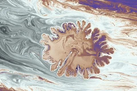 Process of dissolving acrylic paint into water. Amazing abstract background Stock Illustration