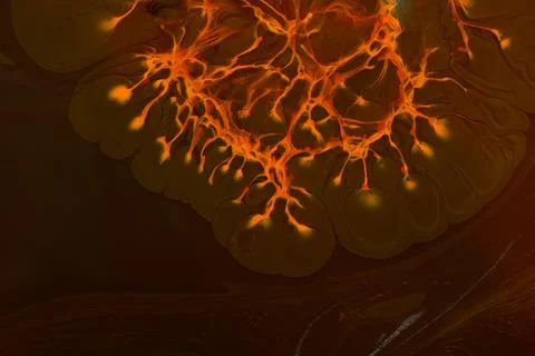 Process of dissolving acrylic paint into water. Amazing abstract background Stock Illustration