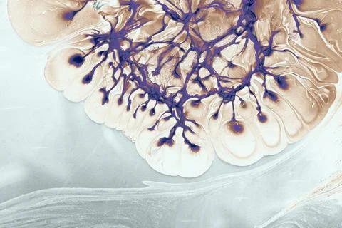 Process of dissolving acrylic paint into water. Amazing abstract background Stock Illustration