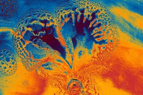 Process of dissolving acrylic paint into water. Amazing abstract background Stock Illustration