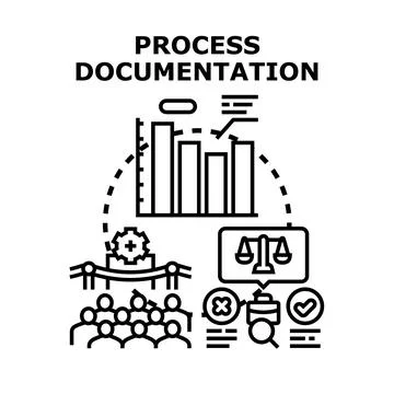 Process documentation reporting workflow analysis data Stock Illustration