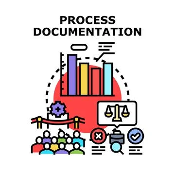 Process documentation reporting workflow analysis data Stock Illustration