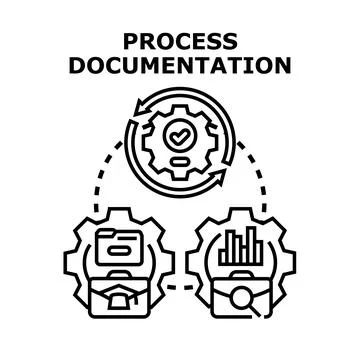 Process documentation system planning and management concept Stock Illustration