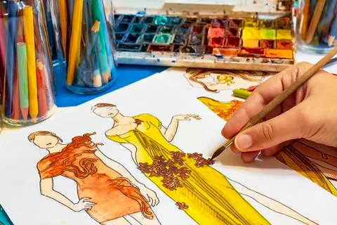 The process of drawing and creativity. Stock Photos