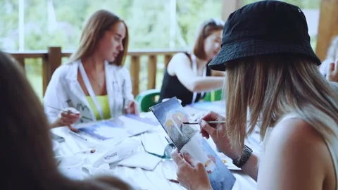 The process of drawing with a brush Stock Footage 204150144