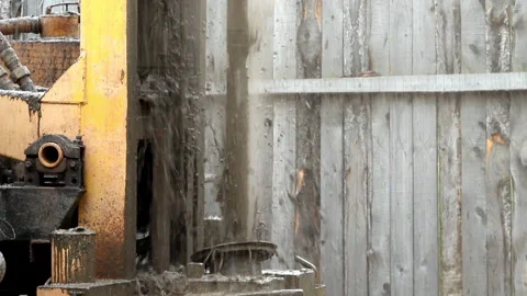The process of drilling an artesian well. Stock Footage 133122331