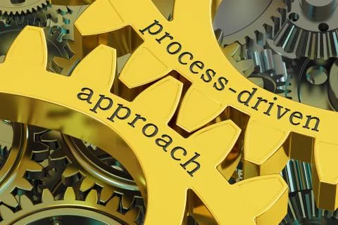Process-driven approach concept on the gearwheels, 3D rendering Stock Illustration
