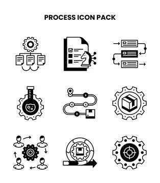 Process DuoTone Bundle Icons Pack Stock Illustration