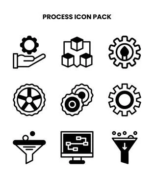 Process DuoTone Collection Icons Pack Stock Illustration