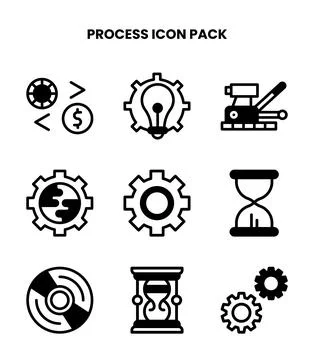 Process DuoTone Set Icons Pack 스톡 일러스트