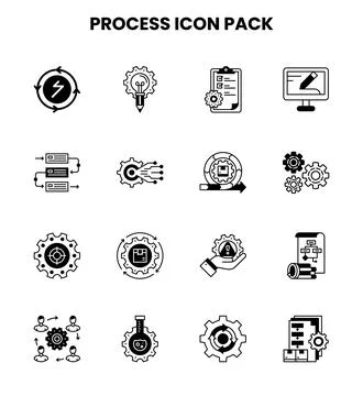 Process DuoTone Set Icons Pack Stock Illustration
